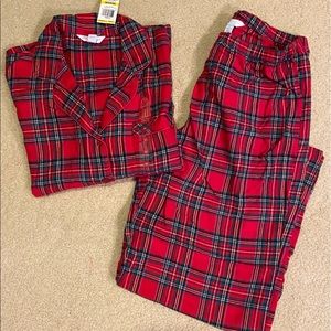 Charter Club Intimates Red Plaid PJs Pajamas 2 pc Set Size Medium - New